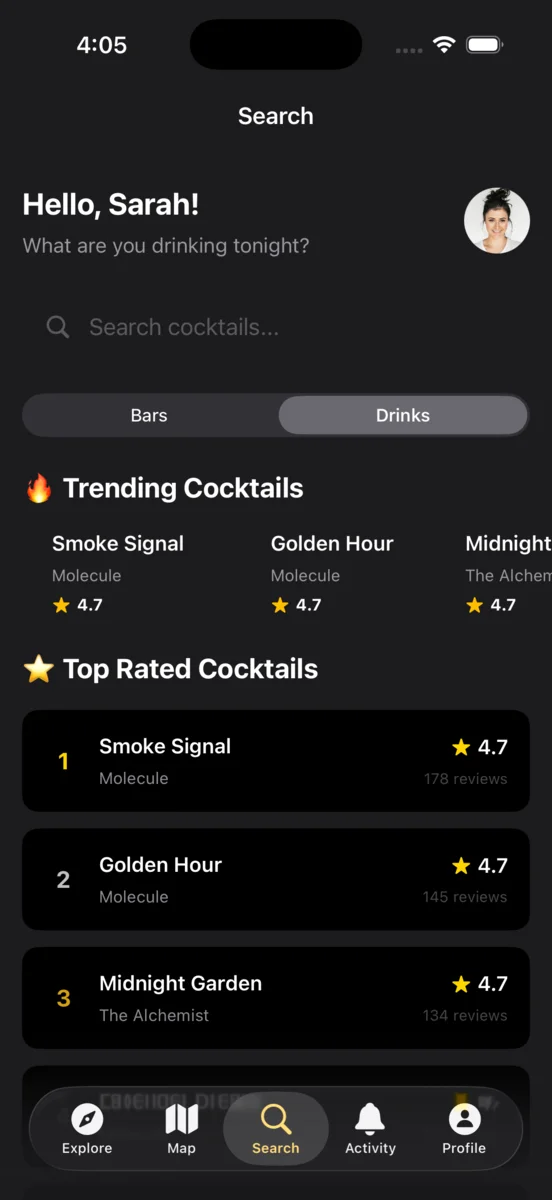 Clnk — Search cocktails, see trending and top rated drinks